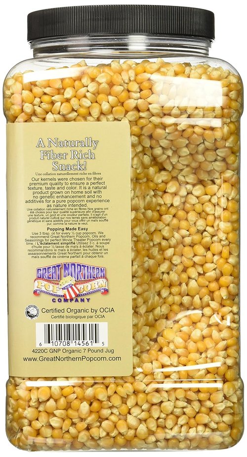 Great Northern Popcorn | Organic Popcorn Kernels - 7lbs Resealable Bulk Jug for Gourmet Popping
