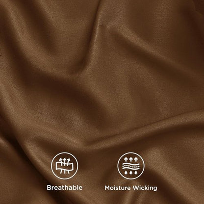 Bedsure Cooling Bed Sheets - Breathable Rayon from Bamboo, Deep Pocket up to 16 Inches, Luxurious Softness in Brown