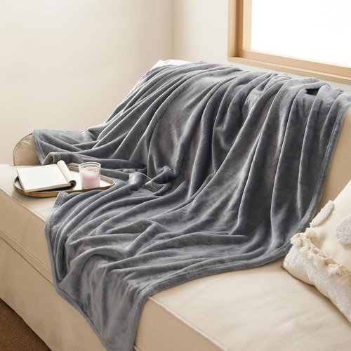 Bedsure GentleSoft Fleece Blanket - Twin Size Grey 300GSM Plush & Cozy for Bed, Sofa, Travel | 60x80 Inches