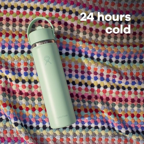 Hydro Flask Water Bottle - Insulated Stainless Steel - Leakproof Wide Straw Lid, 24 Oz Tonal Black