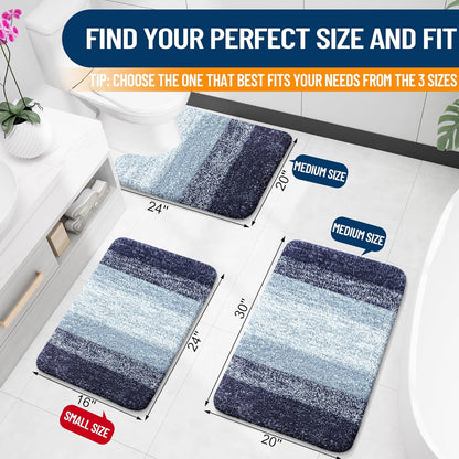 OLANLY Large Bathroom Rugs - Extra Soft Microfiber Mat 40x24 | Quick Dry & Washable, Airy Blue