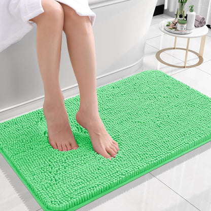 OLANLY Small Bathroom Rugs - Extra Soft Chenille Bath Mats | Quick Dry, Machine Washable, 24x16, Mint Green