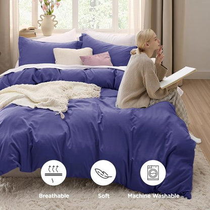 Bedsure Skipper Blue Duvet Cover Set - Extra Soft Cotton-Like Polyester, Full Size 80x90 Inches, 3 Pieces with Zipper Closure & Pillow Shams