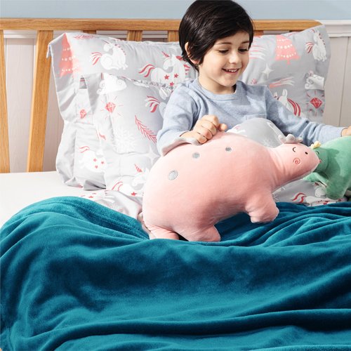 Bedsure GentleSoft Bedding Fleece Blanket for Girls and Boys - Soft Cozy Cute Small Throw Blankets for Travel, 43x55 Inches,Teal Blue
