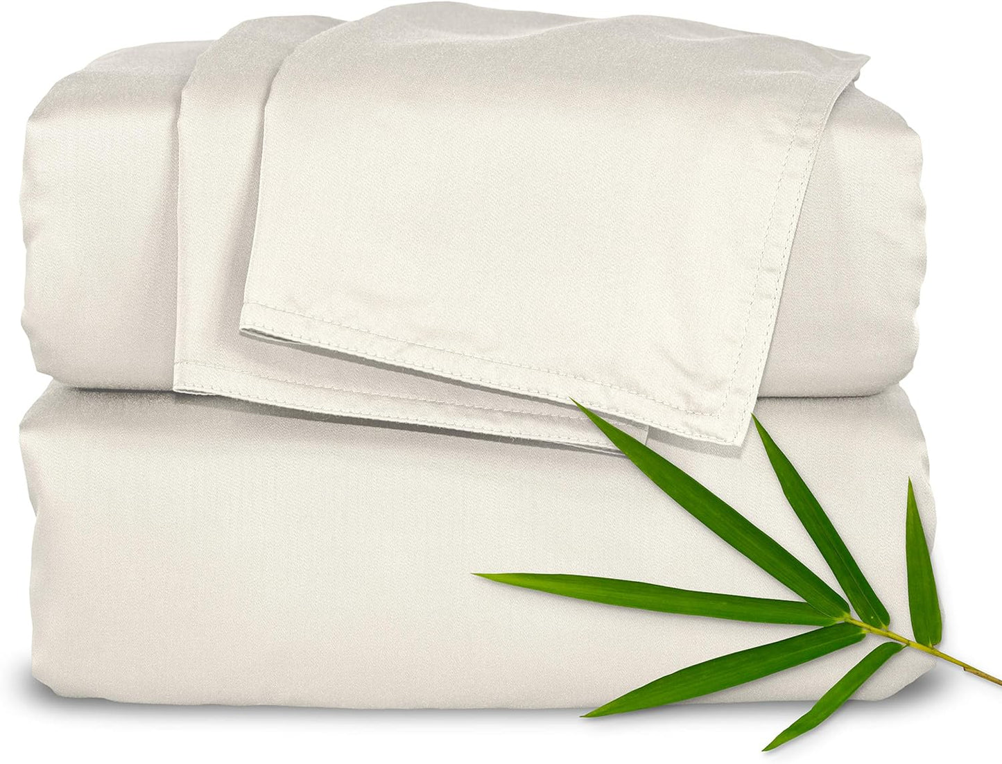 Pure Bamboo Split King Sheets - 100% Organic Viscose Bed Sheet Set, Soft & Cooling, Ivory