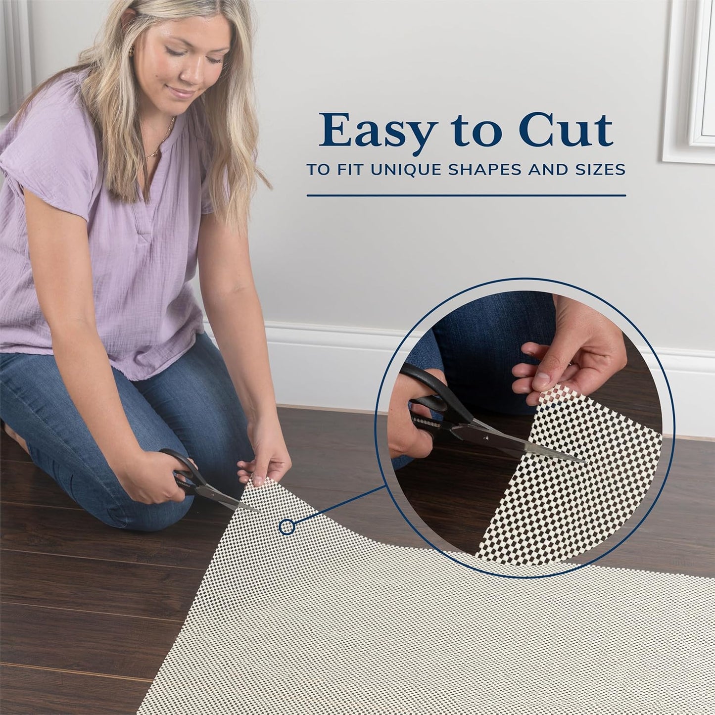 Veken Rug Pad Gripper - Non-Slip Area Rug Pad for Hardwood & Tile Floors | 4x5 Ft Thickness