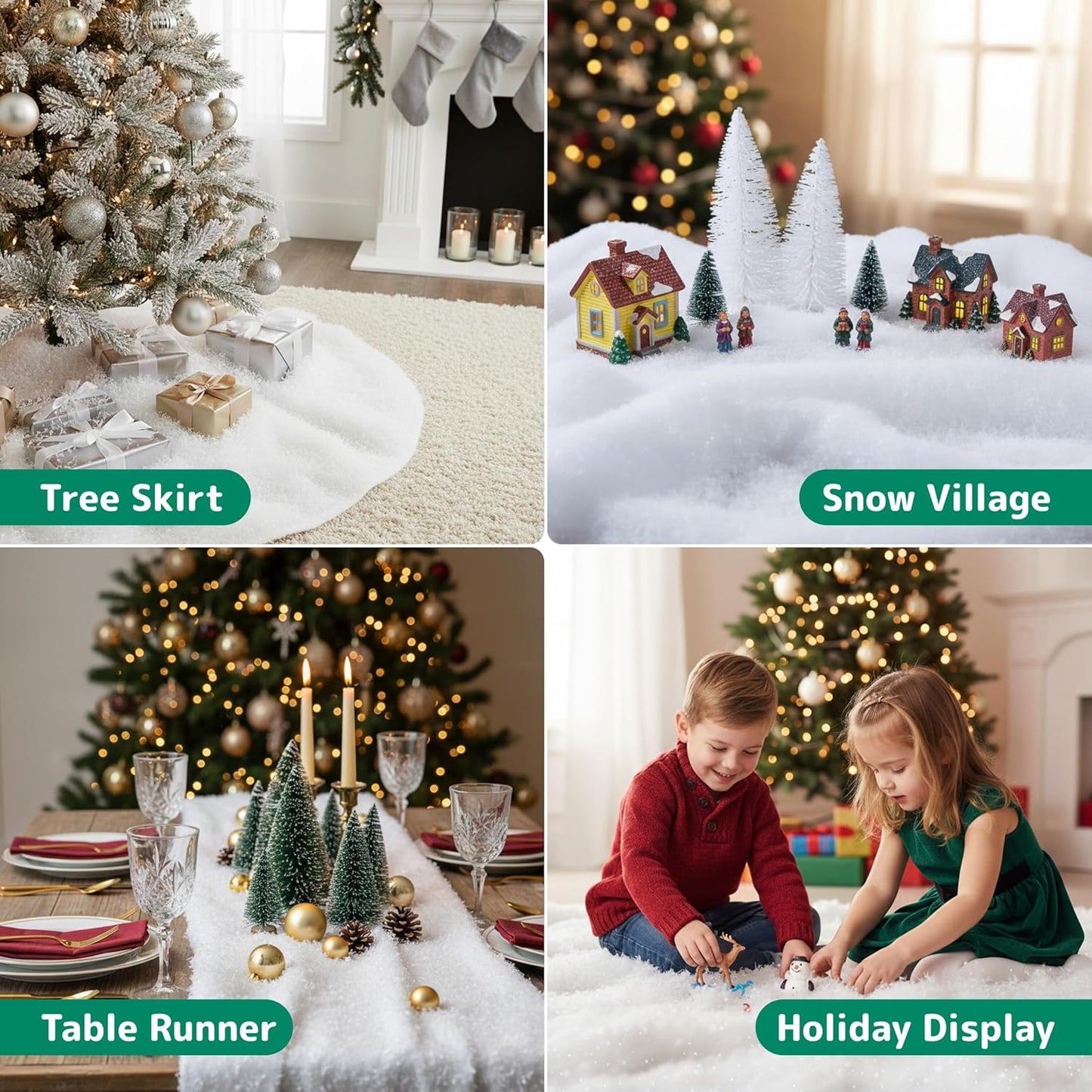 PREXTEX Artificial Snow Roll - Large Fluffy Blanket for Christmas Displays | 94"x31" Winter Wonderland Décor