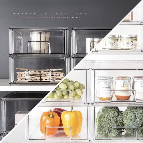 BINO Stackable Storage Drawers - Clear Small Organizers for Bathroom & Vanity Cabinet