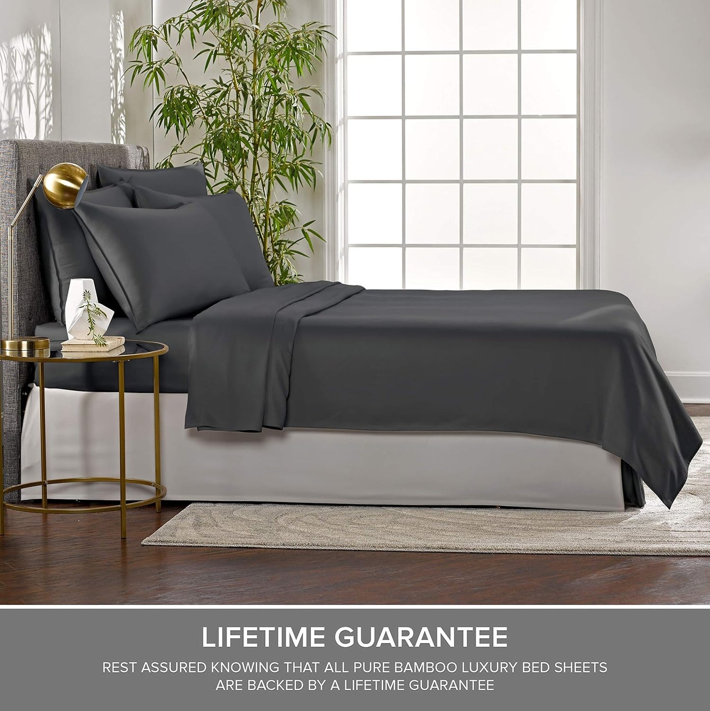 Pure Bamboo Twin XL Sheets - Luxuriously Soft 100% Organic Viscose Bed Sheet Set | Cooling Comfort, Charcoal