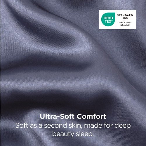 Bedsure Satin Pillowcases, Similar to Silk Pillow Cases Queen Size Set of 2, Pillow Case for Sleeping Women with Envelope Closure, Gifts for Women Men, Blue Granite, 20x30 Inches, 2pcs