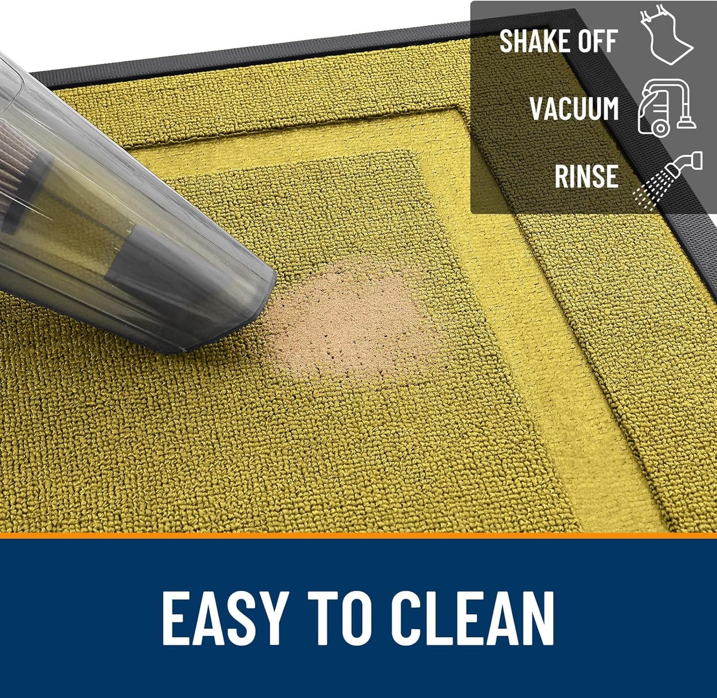 OLANLY Waterproof Front Door Mat - All-Season Natural Rubber Doormat | Easy Clean, Low Profile, 29.5x17, Lime Green