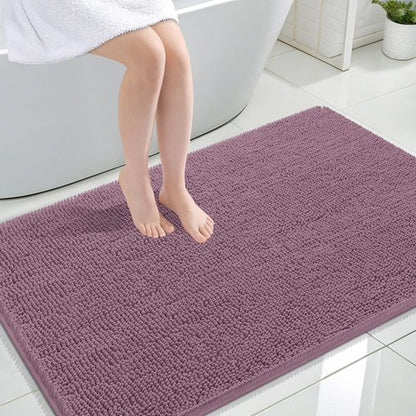 OLANLY Bathroom Rugs 47x32, Extra Soft Absorbent Chenille Bath Rugs, Rubber Backing Quick Dry, Machine Washable Bath Mats for Bathroom Floor, Tub and Shower, Home Decor Accessories, Deep Plum