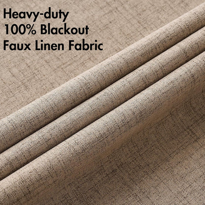 MIULEE Blackout Linen Textured Curtains - Thermal Insulated Copper Brown Drapes | 52 x 108 Inch (2 Panels)