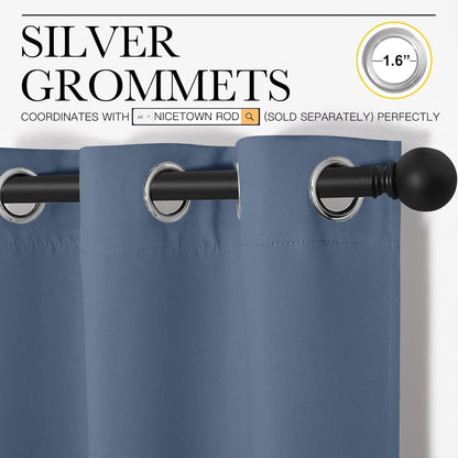 NICETOWN Blackout Curtains - Thermal Insulated Grommet Window Panels | Stone Blue, 42" x 68" (1 Pair)