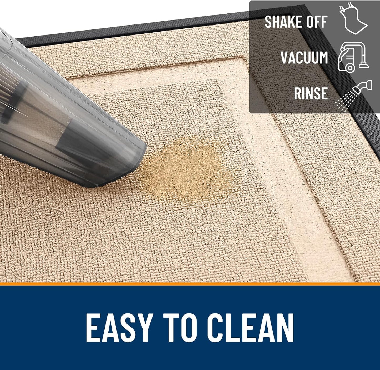 OLANLY Waterproof Front Door Mat - All-Weather Indoor/Outdoor Doormat, Easy Clean, 29.5x17, Off-White