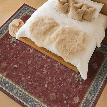 Hazo Haus Large Oriental Area Rug 8x10 - Burgundy Soft Washable Non-Slip Indoor Décor