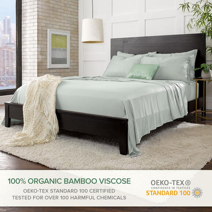 Pure Bamboo Twin XL Sheets - Luxuriously Soft & Cooling 100% Organic Viscose Bed Sheet Set | Sea Glass Color