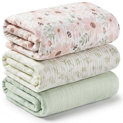 Flora Vale 3-Pack Muslin Swaddle Blankets - Large 47x47 Cotton Baby Blankets for Newborns, Soft & Breathable