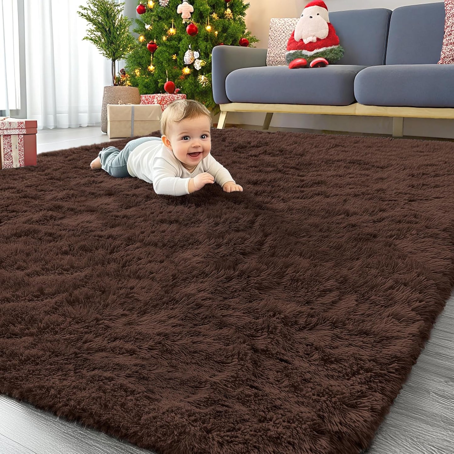 OLANLY Area Rugs - Soft, Fluffy Shaggy Indoor Carpet for Living Room & Bedroom | Machine Washable, 6x7 ft