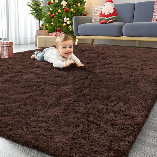 OLANLY Area Rugs - Soft, Fluffy Shaggy Indoor Carpet for Living Room & Bedroom | Machine Washable, 6x7 ft