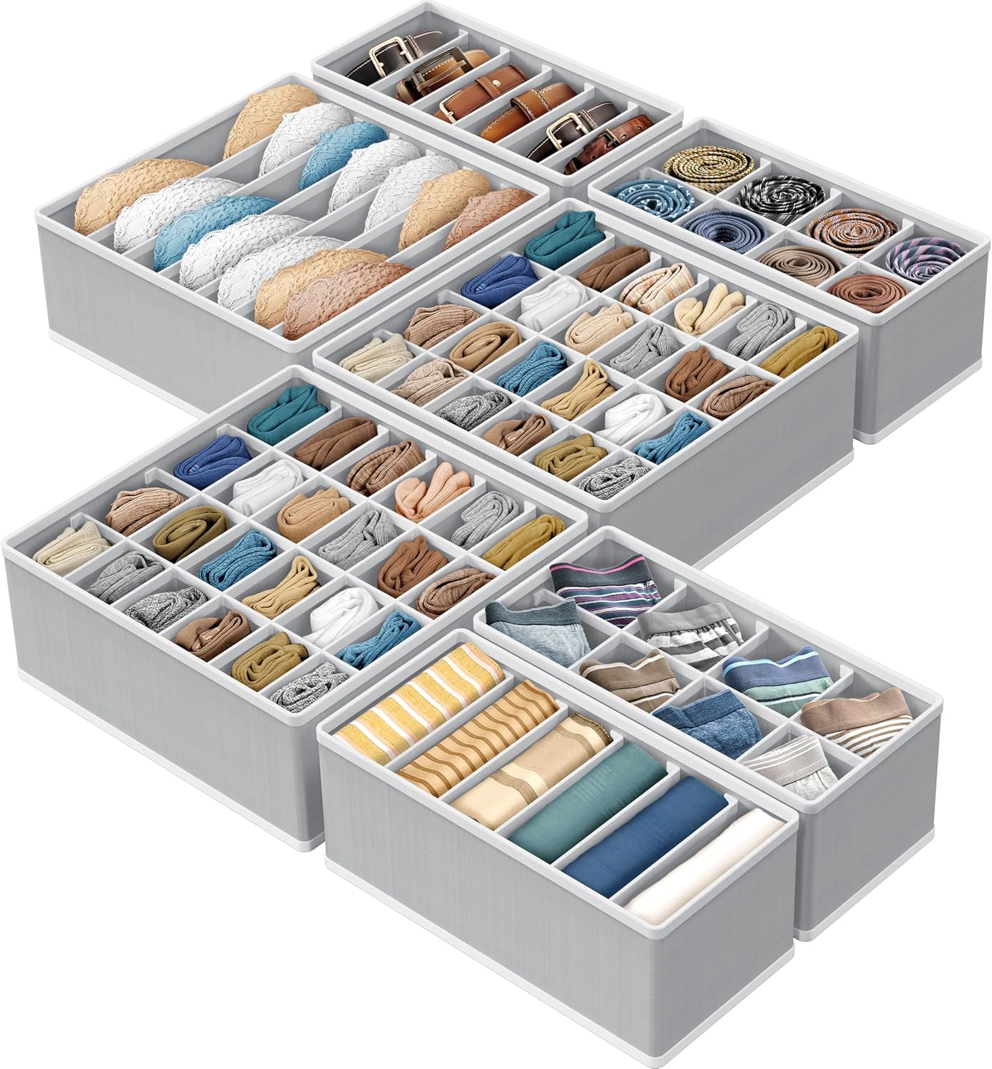 Simple Houseware Underwear Organizer - 7-Piece Drawer Divider Set in Gray for Neat Storage