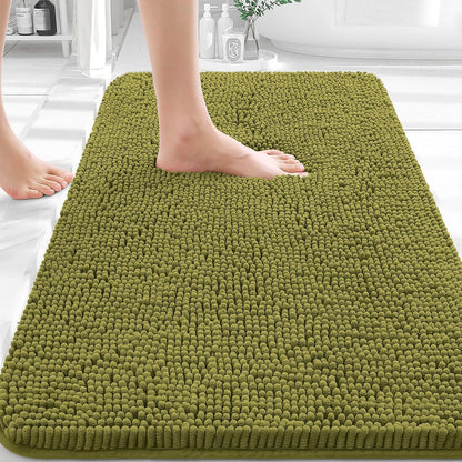 OLANLY Bathroom Rugs - Extra Soft Chenille Bath Mats with Rubber Backing | 30x20, Quick Dry, Willow Green