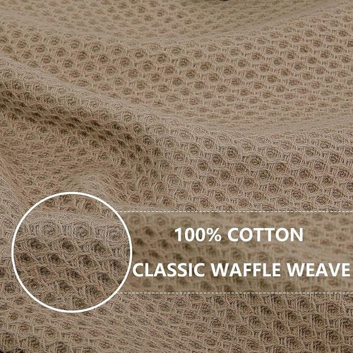 Homaxy Kitchen Dish Cloths - 100% Cotton Waffle Weave, Ultra Soft & Absorbent, 12x12 Inches, 8-Pack, Tan