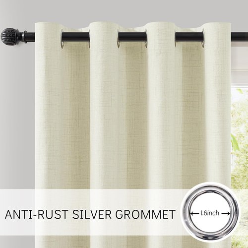 ChrisDowa 100% Blackout Curtains - 84 Inch Linen Drapes for Total Privacy | Beige, 2 Panels (52" W x 84" L)
