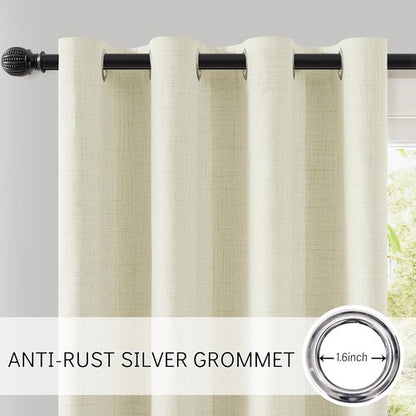 ChrisDowa 100% Blackout Curtains - 63 Inch Linen Drapes for Total Privacy | Beige, 2 Panels (52" W x 63" L)