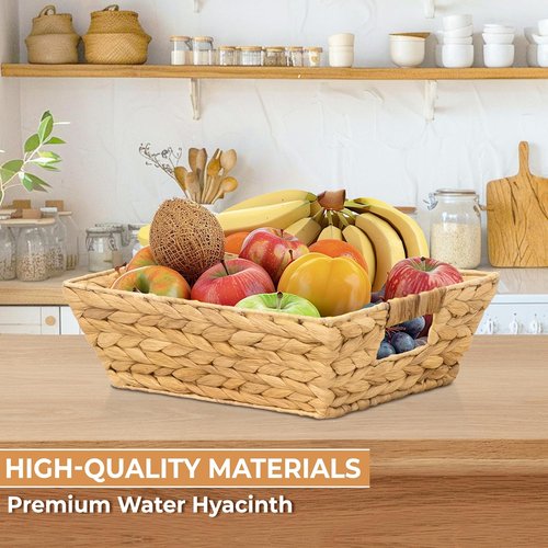 M4DECOR Snack Baskets Set of 3 - Wicker Organizer with Handles for Office | Medium Size