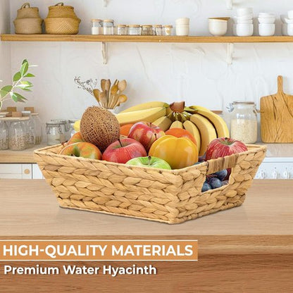 M4DECOR Snack Baskets Set of 3 - Wicker Organizer with Handles for Office | Medium Size