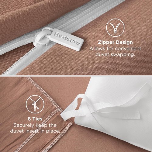 Bedsure Mocha Mousse Duvet Cover Set - Extra Soft Twin/Twin XL Bedding with Zipper Closure & Pillow Sham
