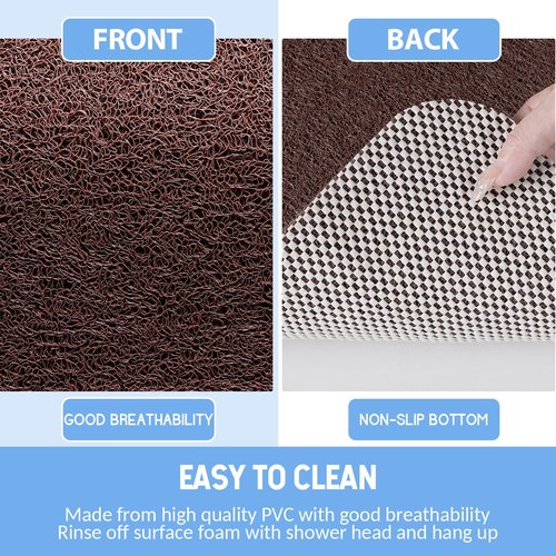 Hargiis Non-Slip Bathtub Mat, Anti Slip Shower Mat, Fast Drying Bathtub Mats, Foot Scrubber Mat, Anti Slip Mat for Tub, Floor, Bathroom, Kitchen, Home, Hotel (Brown 24"×16")