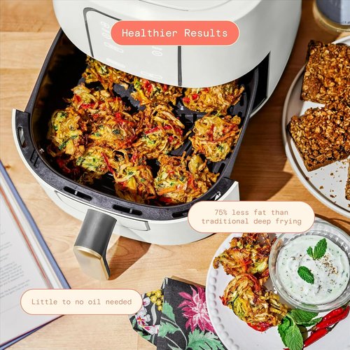 Drew Barrymore 6 Qt Air Fryer - Touchscreen with TurboCrisp Technology & EverGood Ceramic Nonstick (White)