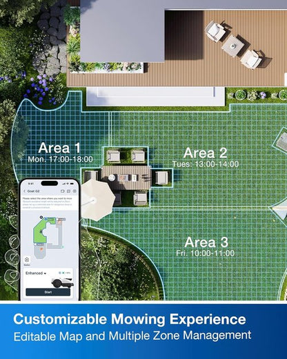 ECOVACS Goat O1000 RTK Robot Lawn Mower, Perimeter Wire Free Vision Robotic Lawnmower for 1/4 Acres Lawn, Automated Mapping, APP Control, 3D Obstacle Avoidance, Zero-Edge Cutting