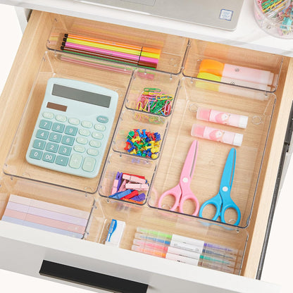 Vtopmart 28-Piece Clear Plastic Drawer Organizer Set - Versatile Acrylic Storage Bins for Bathroom, Makeup & Kitchen