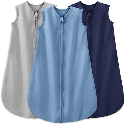 Yoofoss Baby Sleep Sack - 100% Organic Cotton Wearable Blanket for 6-12 Months | 2-Way Zipper, 3 Pack