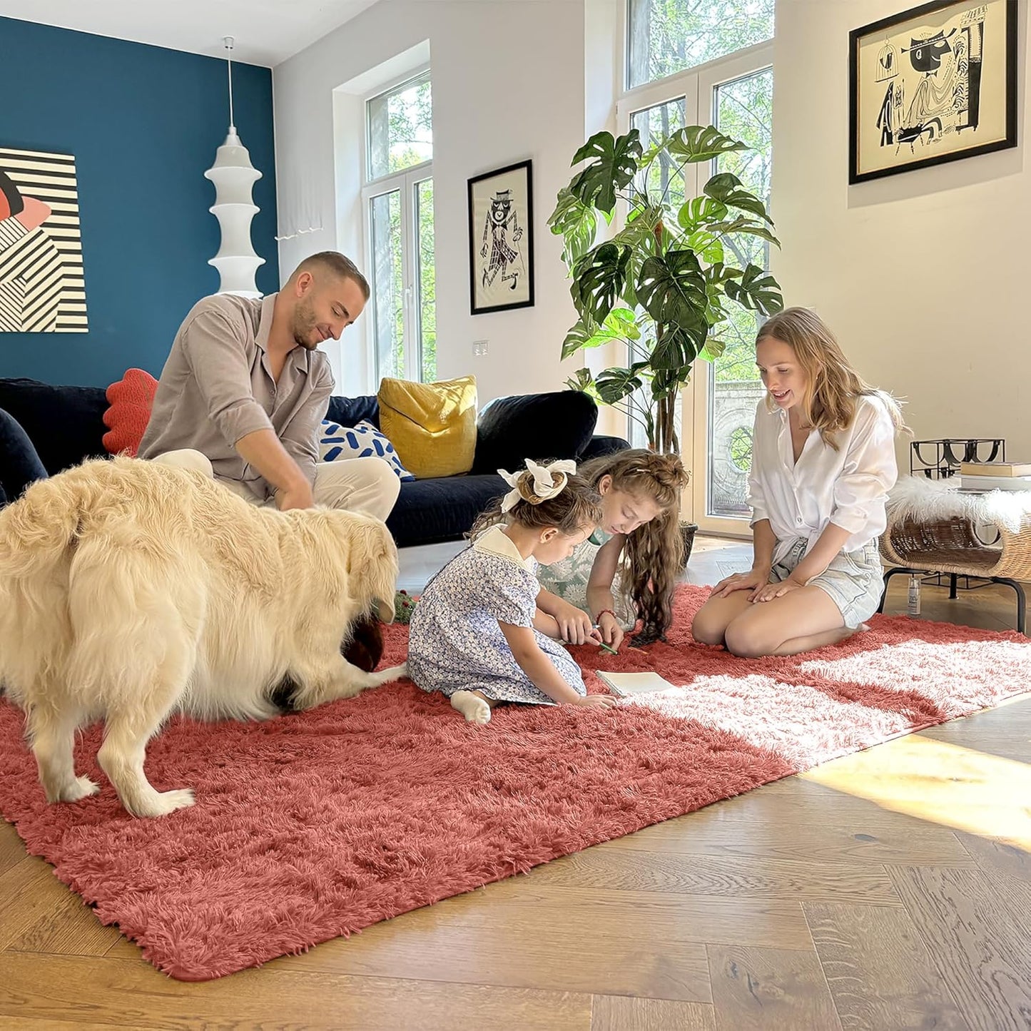 OLANLY Runner Rugs - Soft, Machine Washable Shaggy Design for Hallway & Bedroom | Rust Red 2x6 ft