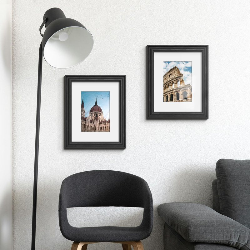 PEALSN 8x10 Picture Frame Set of 6, Display Pictures 5 x 7 with Mat or 8 x 10 without Mat, Wall Gallery Photo Frames for Wall Mounting or Tabletop Display, Black Woodgrain