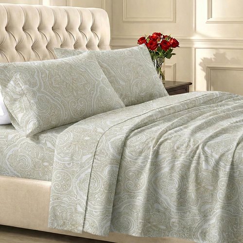 California Design Den 100% Cotton Full Size Sheet Set - 400 TC, Award-Winning Sateen Finish, Deep Pockets, Paisley Beige