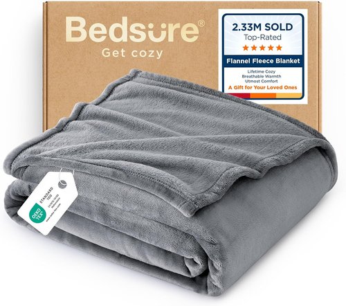 Bedsure GentleSoft Fleece Throw Blanket - XL 300GSM Plush & Cozy for Couch | Grey, 50x70 Inches