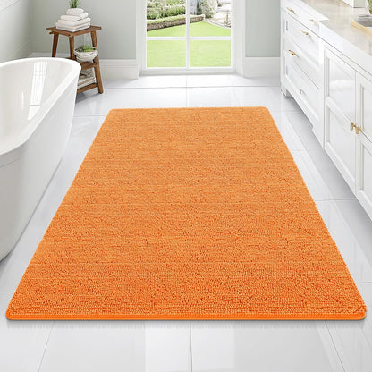 OLANLY Large Bathroom Rugs - Extra Soft Chenille Bath Mats | Quick Dry & Machine Washable, 70x46, Orange