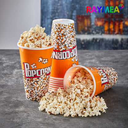 Retro Style Plastic Popcorn Containers - Reusable Small Buckets for Movie Night | 6 Pack