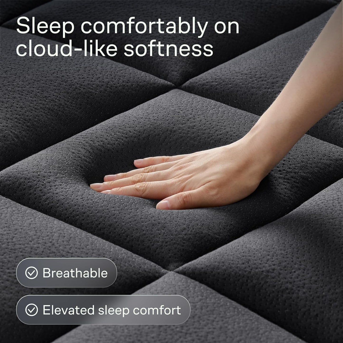 Niagara Ultra Soft King Size Mattress Topper - Bamboo Viscose Pillow Top for Back Support | Naturally Cooling, Black