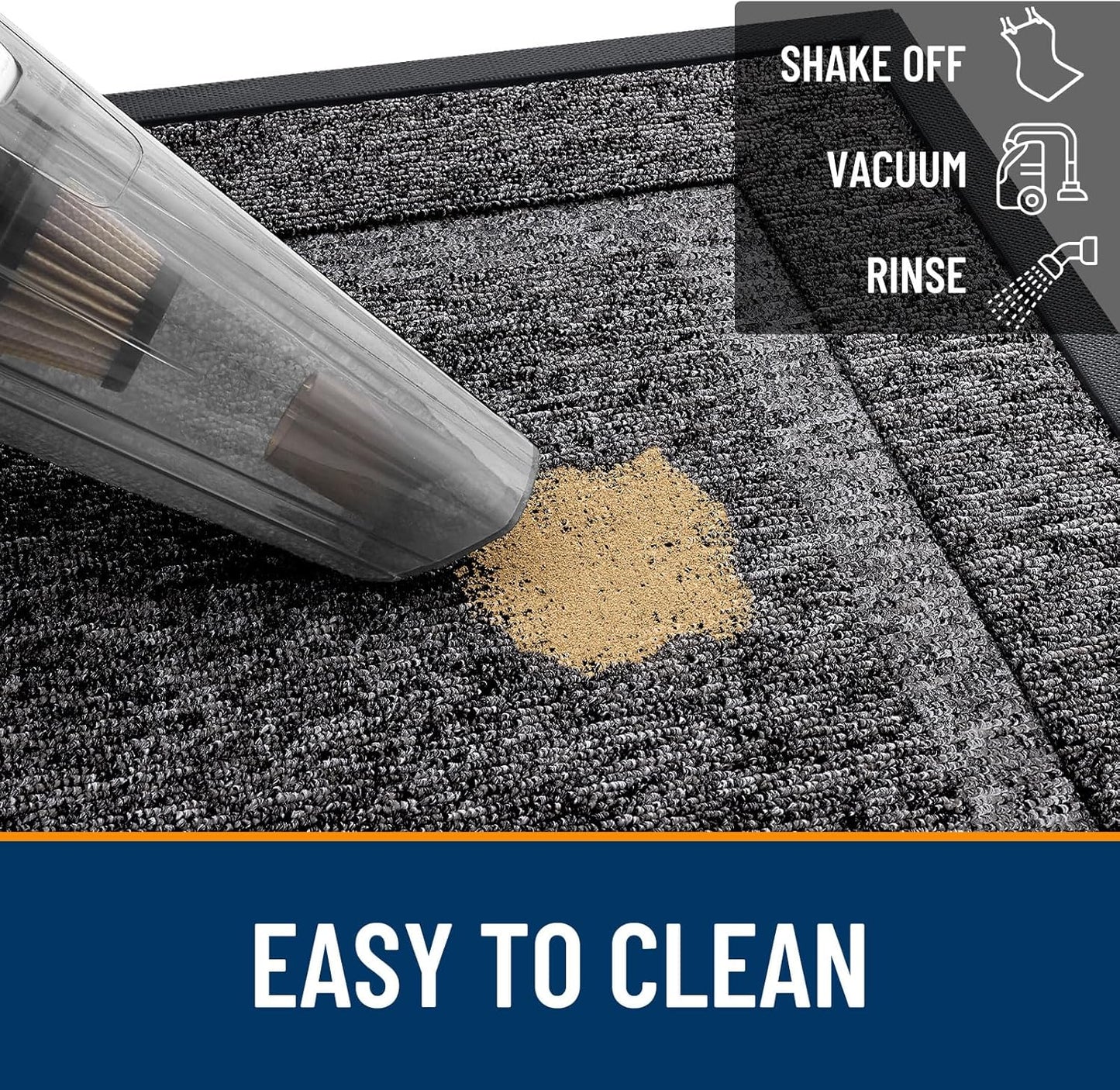 OLANLY Waterproof Front Door Mat - All-Season Indoor/Outdoor Doormat, Easy Clean, 33x21, Black & White