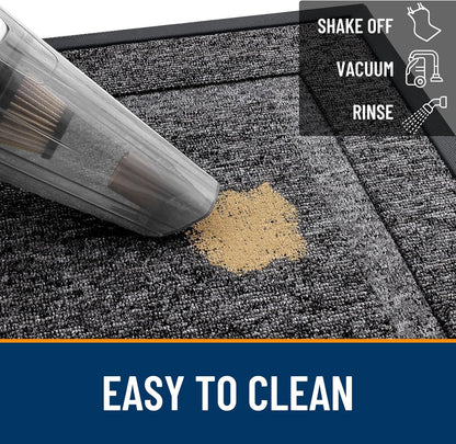 OLANLY Waterproof Front Door Mat - All-Season Indoor/Outdoor Doormat, Easy Clean, 59x23, Black and White