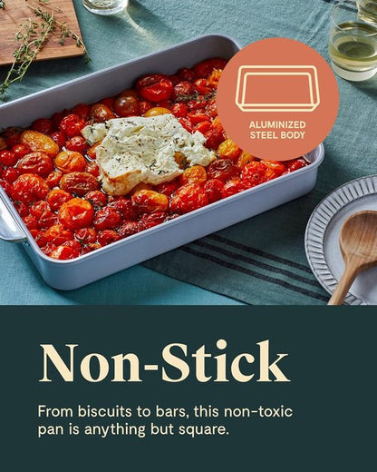 Caraway Non-Stick Ceramic 9”x13” Rectangle Pan Duo - Naturally Slick & Non-Toxic - Ideal for Brownies, Lasagnas - Gray