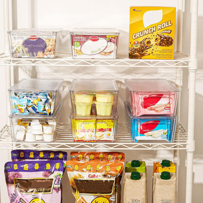 Vtopmart Clear Storage Bins - 12-Piece Stackable Organizers with Lids for Kitchen & Pantry