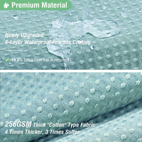 Dynamene Teal Fabric Shower Curtain for Bathroom - Waffle Weave Heavy Duty Cloth , 256GSM Hotel Luxury Weighted Polyester Bath Curtain Set with 12 Plastic Hooks,72x72, Teal/Turquoise