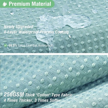 Dynamene Teal Fabric Shower Curtain for Bathroom - Waffle Weave Heavy Duty Cloth , 256GSM Hotel Luxury Weighted Polyester Bath Curtain Set with 12 Plastic Hooks,72x72, Teal/Turquoise